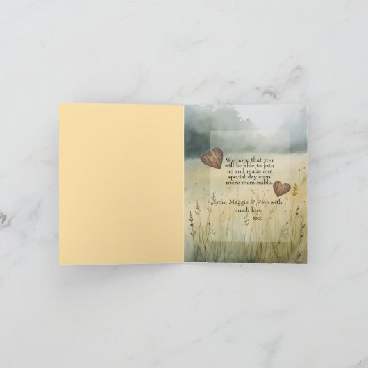 Invitation de mariage à motif de cœur de campagne  (Intérieur)