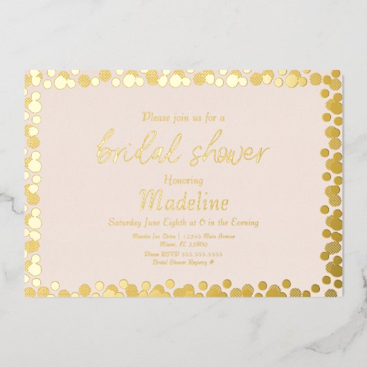 Invitation de mariage à motif de points dorés sous (Recto)
