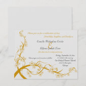 Invitation de mariage à motif floral doré (Devant / Derrière)