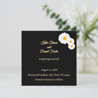 Invitation de mariage à motif floral noir pour ann