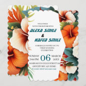 Invitation de mariage à plis avec fleurs sauvages, (Devant / Derrière)