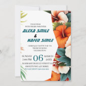 Invitation de mariage à plis avec fleurs sauvages, (Devant)