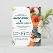 Invitation de mariage à plis avec fleurs sauvages, (Debout devant)