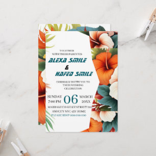 Invitation de mariage à plis avec fleurs sauvages,