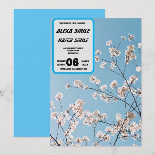 Invitation de mariage à plis Wildflower, jolie mar (Devant / Derrière)