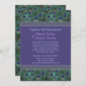 Invitation de mariage à plumes de paon vert violet (Devant / Derrière)