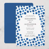 Invitation de mariage à pois bleus. Invitation mar (Devant / Derrière)