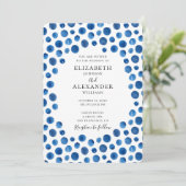 Invitation de mariage à pois bleus. Invitation mar (Debout devant)