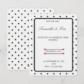 Invitation de mariage à pois noirs et blancs (Devant / Derrière)