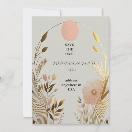 Invitation de mariage à retenir la date simple ros (Devant)