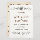 Invitation de mariage à thème d'abeilles vintage S (Devant / Derrière)