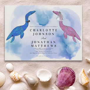 Invitation de mariage à thème dinosaure aquarelle 