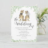 Invitation de mariage à thème dinosaure avec code  (Debout devant)