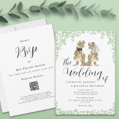 Invitation de mariage à thème dinosaure avec code