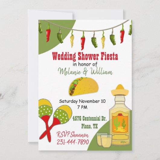 Invitation de mariage à thème Fiesta colorée (Devant)