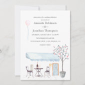 Invitation de mariage à thème Paris aquarelle (Devant)