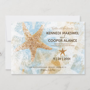 Invitation de mariage à thème plage étoile de mer