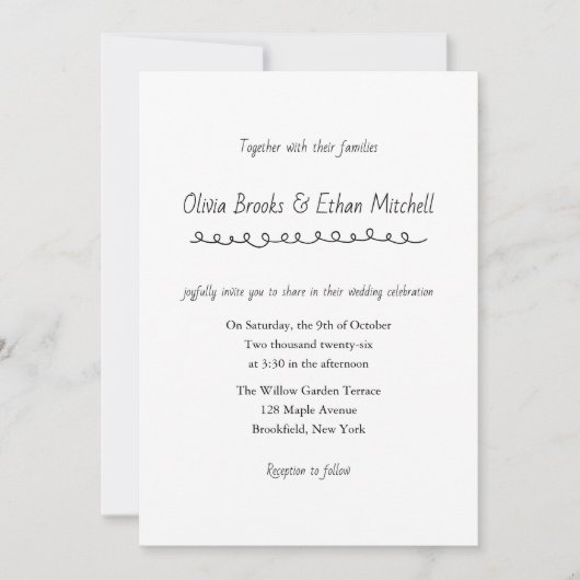 Invitation de mariage à typographie classique (Devant)