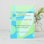 Invitation de mariage Abstrait Pastel Bleu Vert (Debout devant)