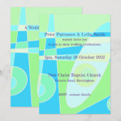 Invitation de mariage Abstrait Pastel Bleu Vert (Devant / Derrière)