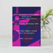 Invitation de mariage Abstrait Rose Chaud Violet (Debout devant)