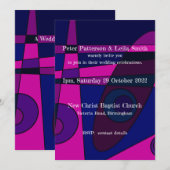 Invitation de mariage Abstrait Rose Chaud Violet (Devant / Derrière)