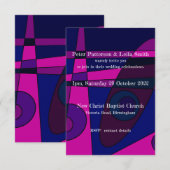 Invitation de mariage abstrait rose violet chaud (Devant / Derrière)