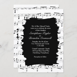 Invitation de mariage Abstraite de musique noire b