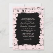 Invitation de mariage Abstraite de musique rose (Devant)