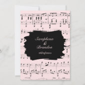 Invitation de mariage Abstraite de musique rose (Dos)