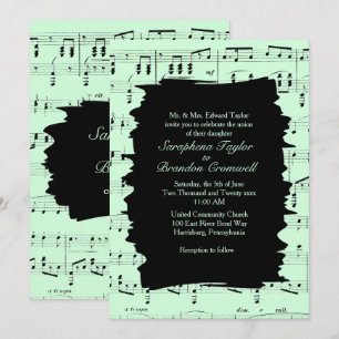 Invitation de mariage Abstraite de musique verte m
