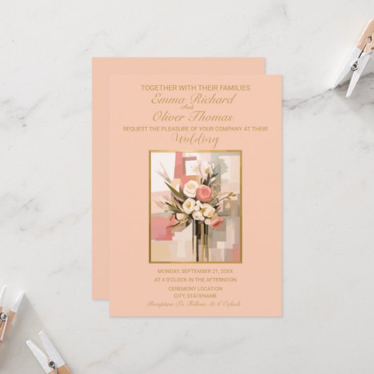 Invitation de mariage Abstraite élégante (Devant/Arrière en situation)