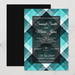 Invitation de mariage abstraite géométrique turquo