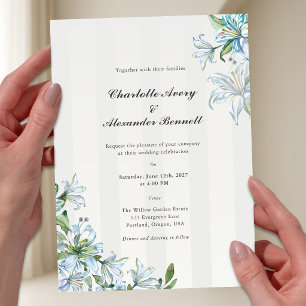 Invitation de mariage Acrylique Bleu Lily Élégant