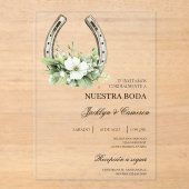 Invitation de Mariage Acrylique Fer à Cheval Rusti (Recto)