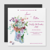 Invitation de mariage aimantée à l'aquarelle flora (Devant / Derrière)