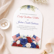 Invitation de mariage américain avec arche du 4 ju