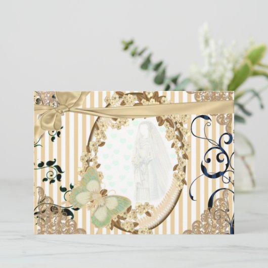 Invitation de mariage ancien miroir couleur (Debout devant)