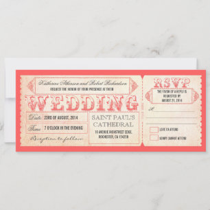 invitation de mariage ancienne vintage billet rose