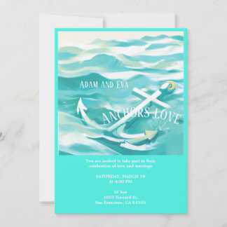 Invitation de mariage Ancre de l'amour dans un thè