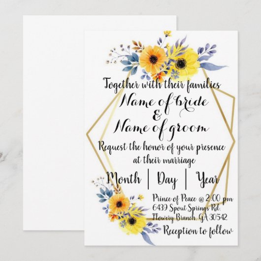 Invitation de mariage anglaise (Devant / Derrière)