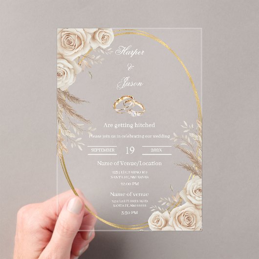 Invitation de mariage anneau bohème ovale (In situ (ordinateur de poche))