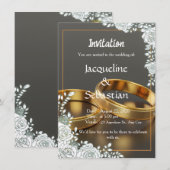Invitation de mariage Anneaux d'or de luxe (Devant / Derrière)