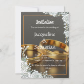 Invitation de mariage Anneaux d'or de luxe (Devant)