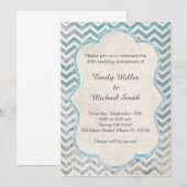 Invitation de mariage anniversaire Bleu Chevon Rus (Devant / Derrière)