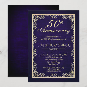 Invitation de mariage anniversaire bleu royal vint