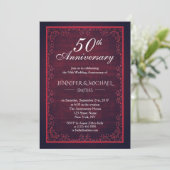 Invitation de mariage anniversaire bordeaux vintag (Debout devant)