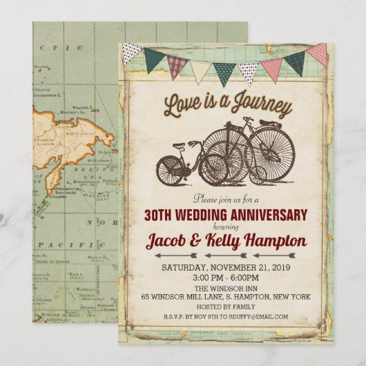 Invitation de mariage anniversaire de mariage de v (Devant / Derrière)