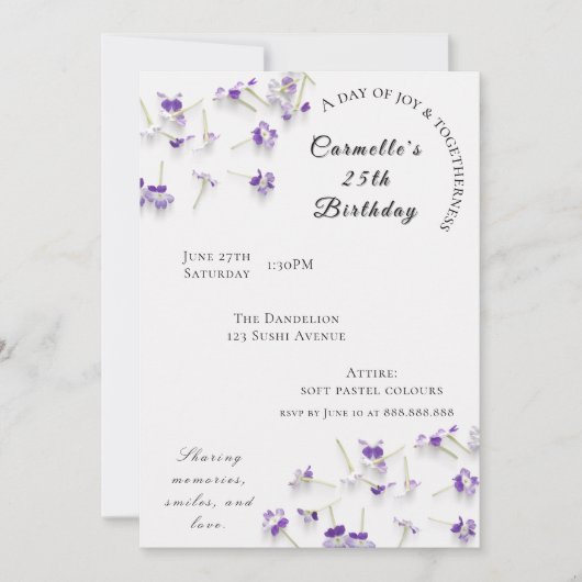 Invitation de mariage/anniversaire florale chic (Devant)