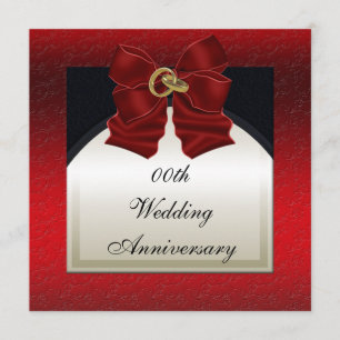 Invitation de mariage anniversaire noir rouge